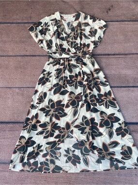 Momoni Italian made silk suplice tropical floral dolman sleeve dress small